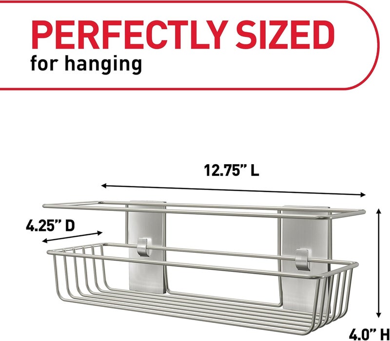 Command Shower Caddy Matte Black with Water Resistant Strips, Bathroom Organizer, Holds up to 6.5 lbs - Image 2